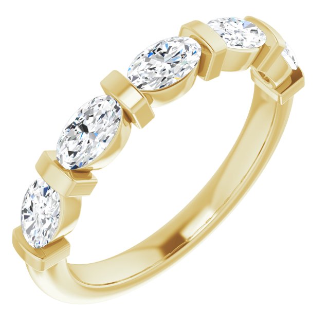 1.05 ct. Oval Cut Diamond Wedding Band 5 Stone Anniversary Ring-VIRABYANI